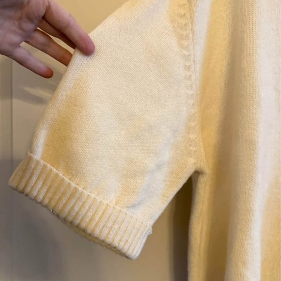 Women’s Ivory Woolovers Short Sleeve Crew Neck 100% Wool Sweater-Size XL - Picture 6 of 10